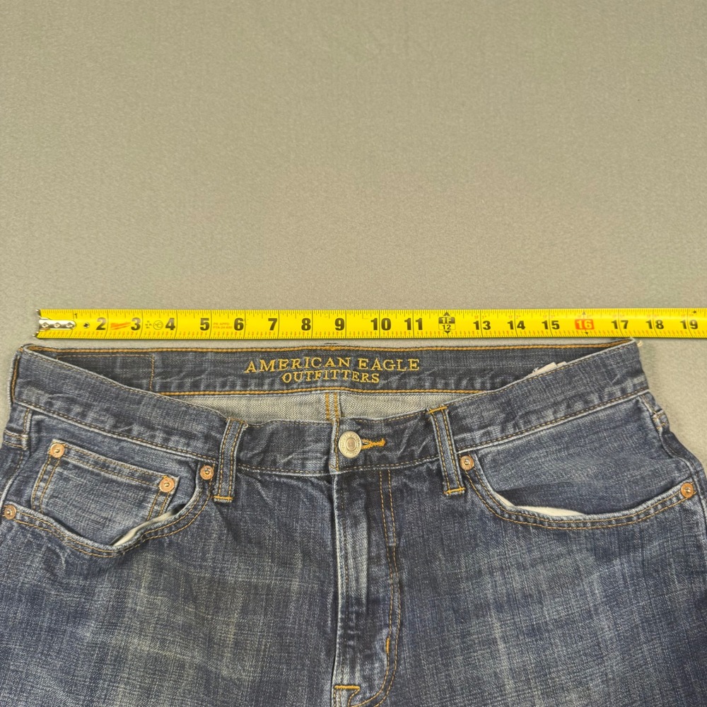 American Eagle Outfitters Original Boot Mens 34x32 Dark Wash Blue Denim Jeans - Picture 9 of 14